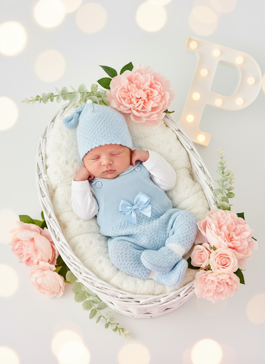 Saída de maternidade Amor de Mãe: jardineiras, camisola e gorro