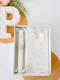 Conjunto para Batizado: vela, toalha e concha Batizado Pomba