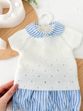 Conjunto riscas Azul: camisola e tapa fraldas