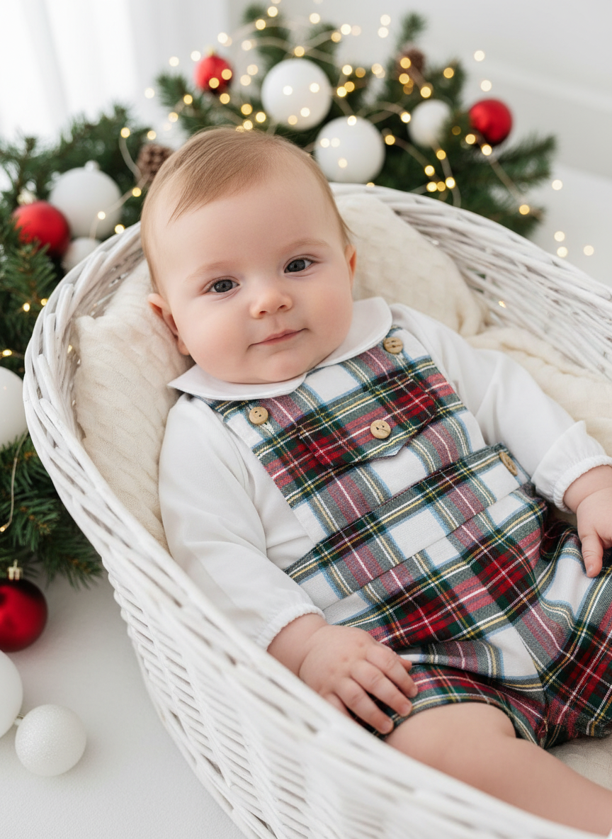 Jardineiras e camisa magia do Natal