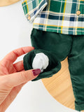Conjunto xadrez: calças bombazine e camisa