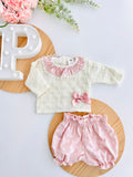 Conjunto rosa: Camisola e calções - Primavera Verão