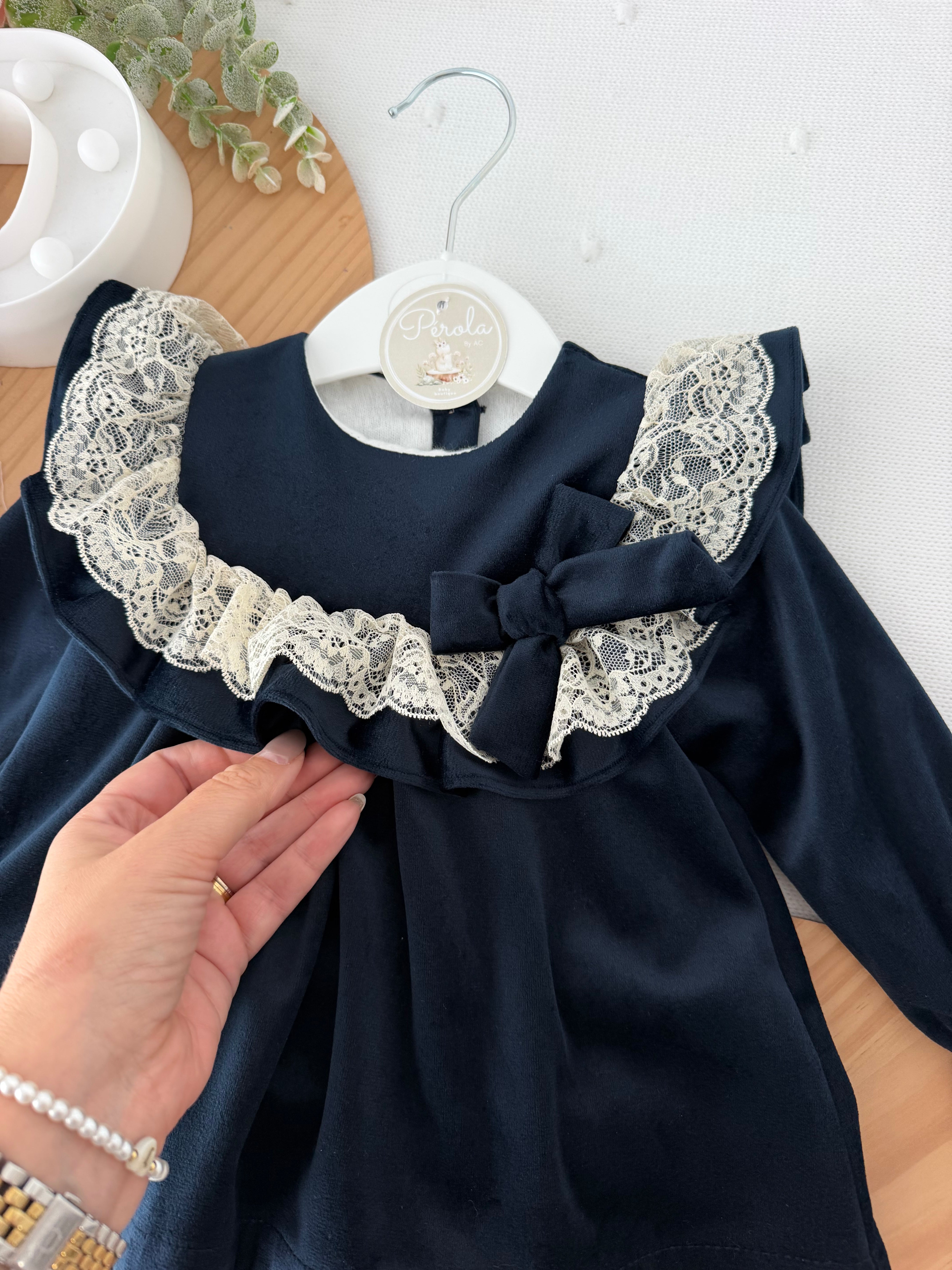Vestido e tapa fraldas em veludo coleção premium
