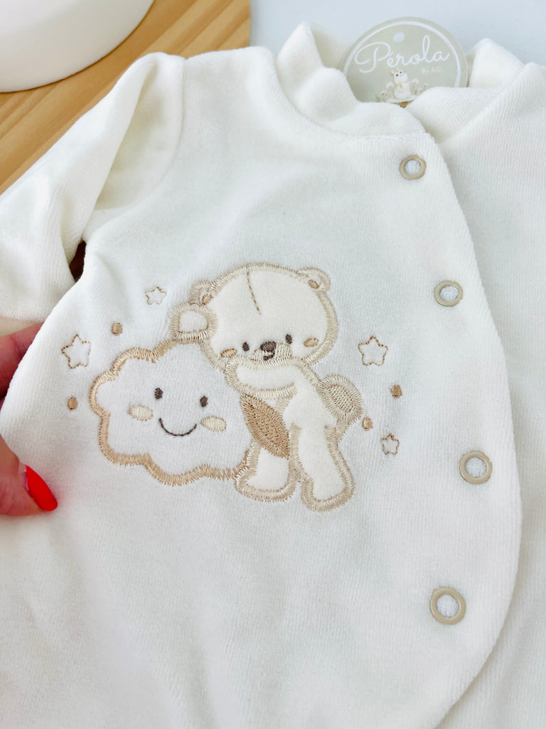 Babygrow veludo pérola