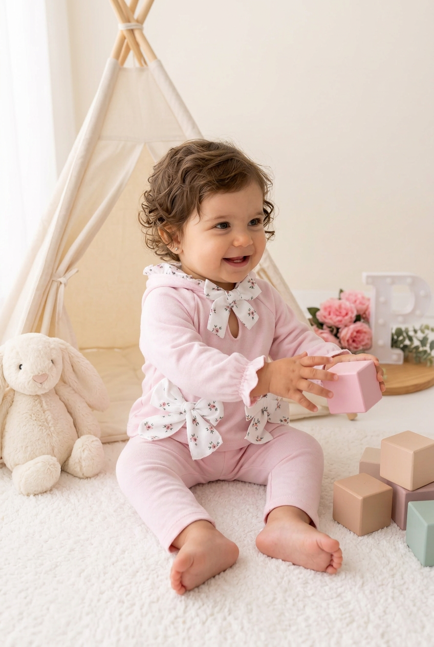 Fato treino rosinhas : camisola e calças 0-24M