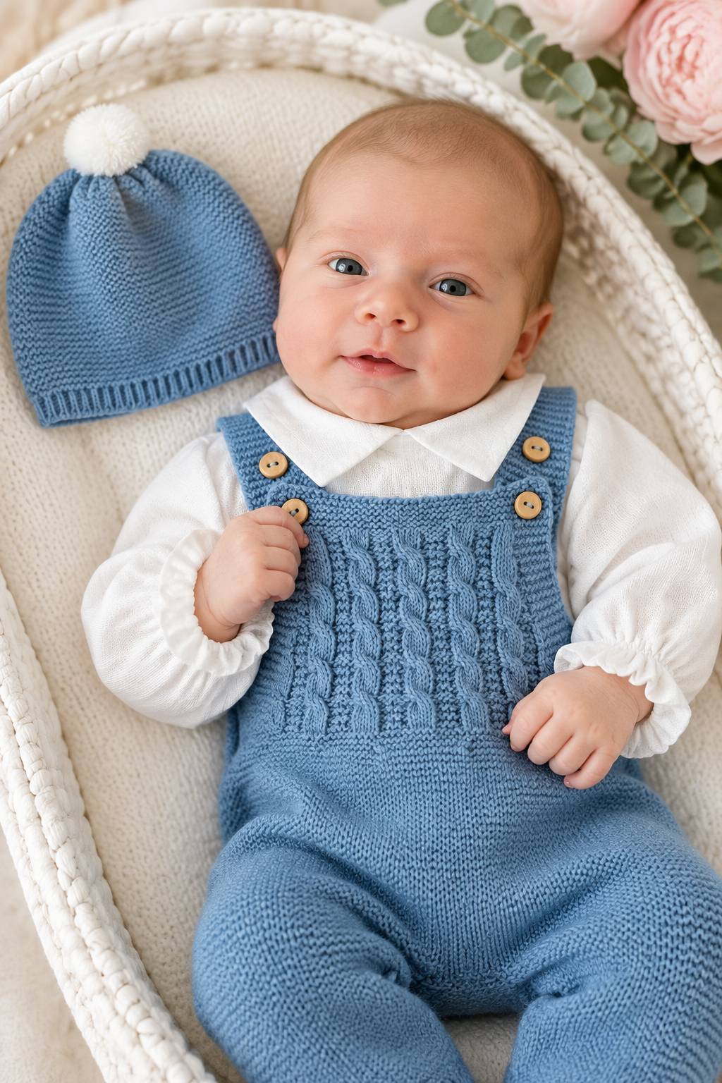 Saída maternidade menino azul cobalto  : 3 peças Outono/Inverno