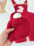 Conjunto coelhinho: jardineiras, camisola e gorro