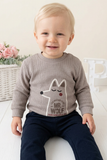 Conjunto menino lobo: camisola e calças de tecido