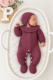 Babygrow e touca em beringela