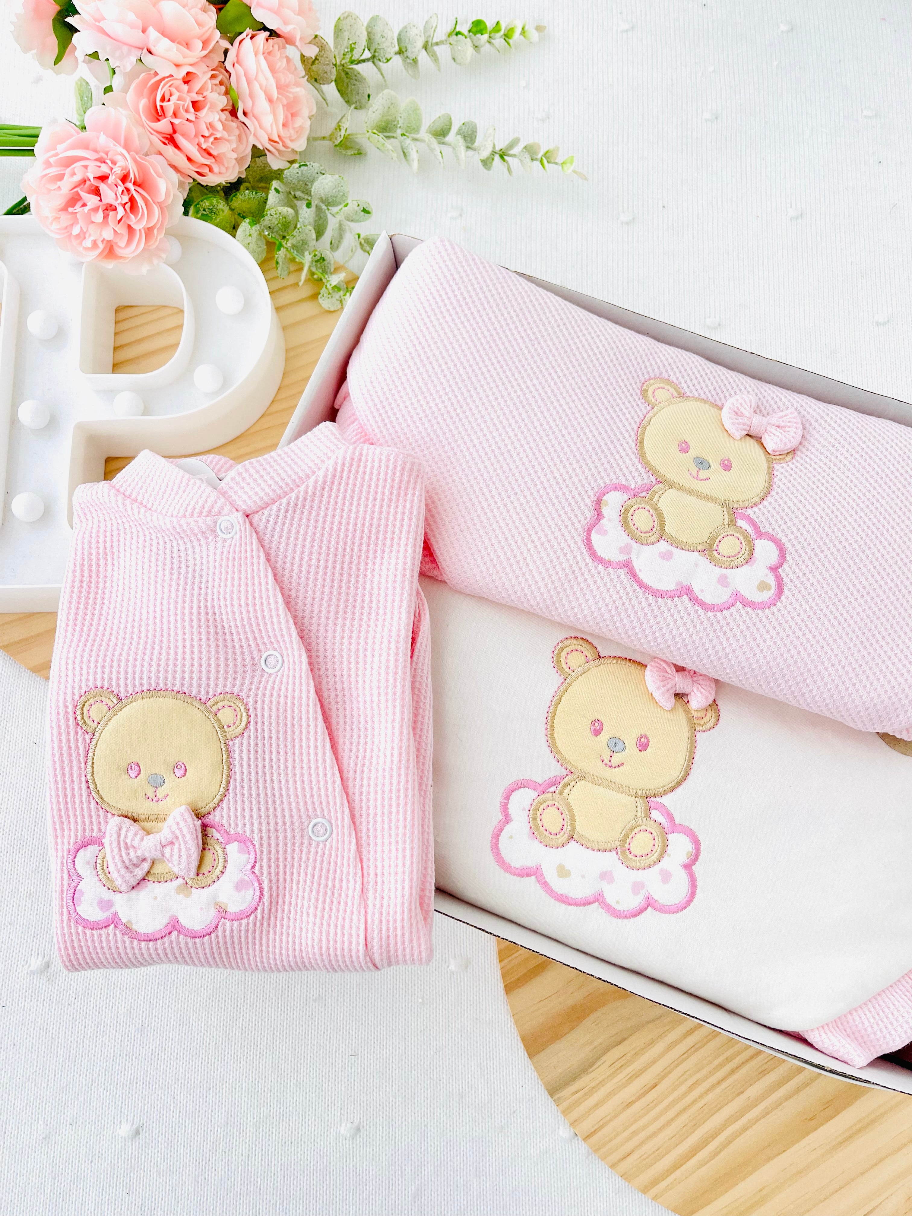 Babygrow ursinho com laço em algodão