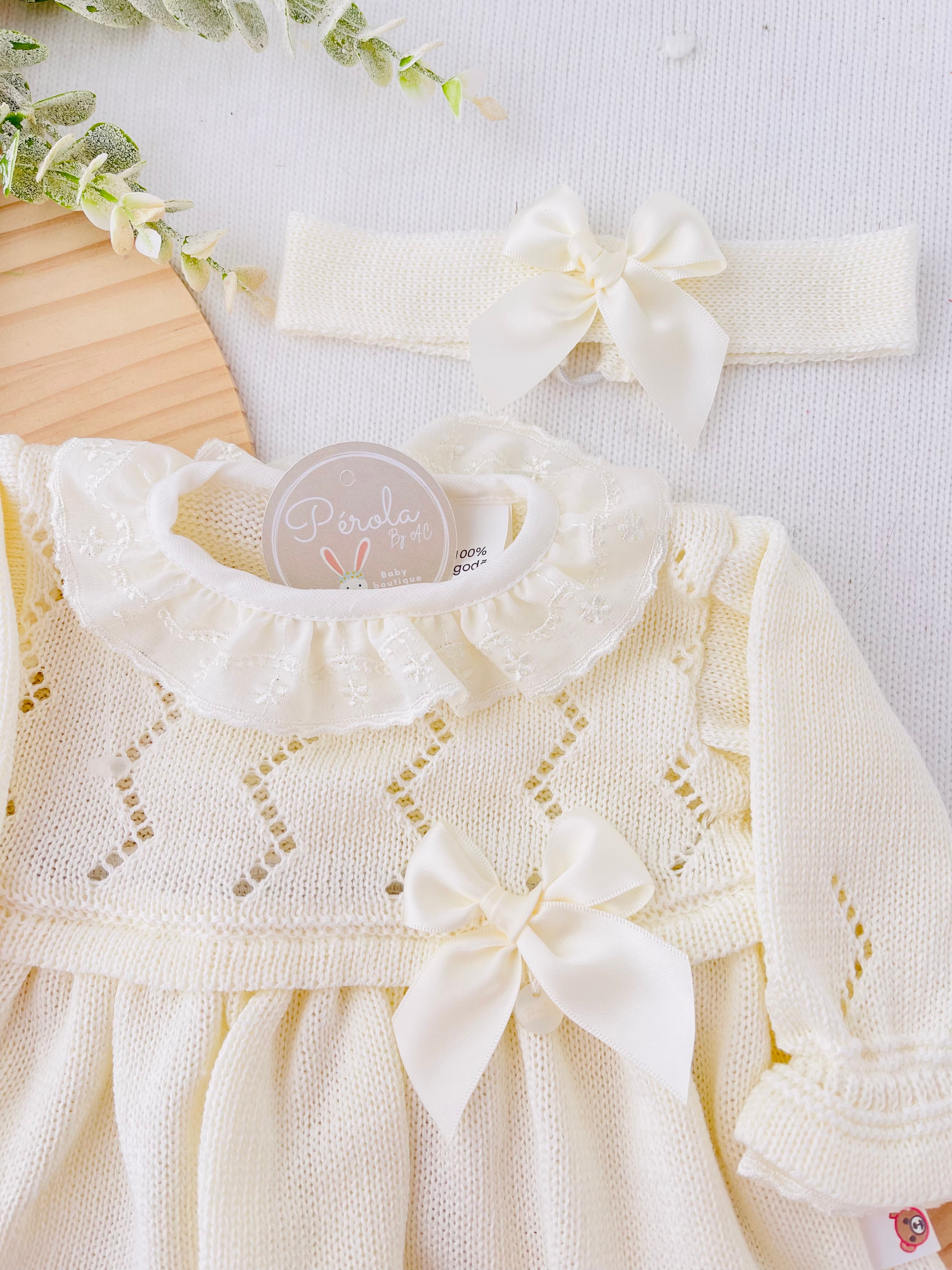 Conjunto Vestido e fita para o cabelo - 100% algodão