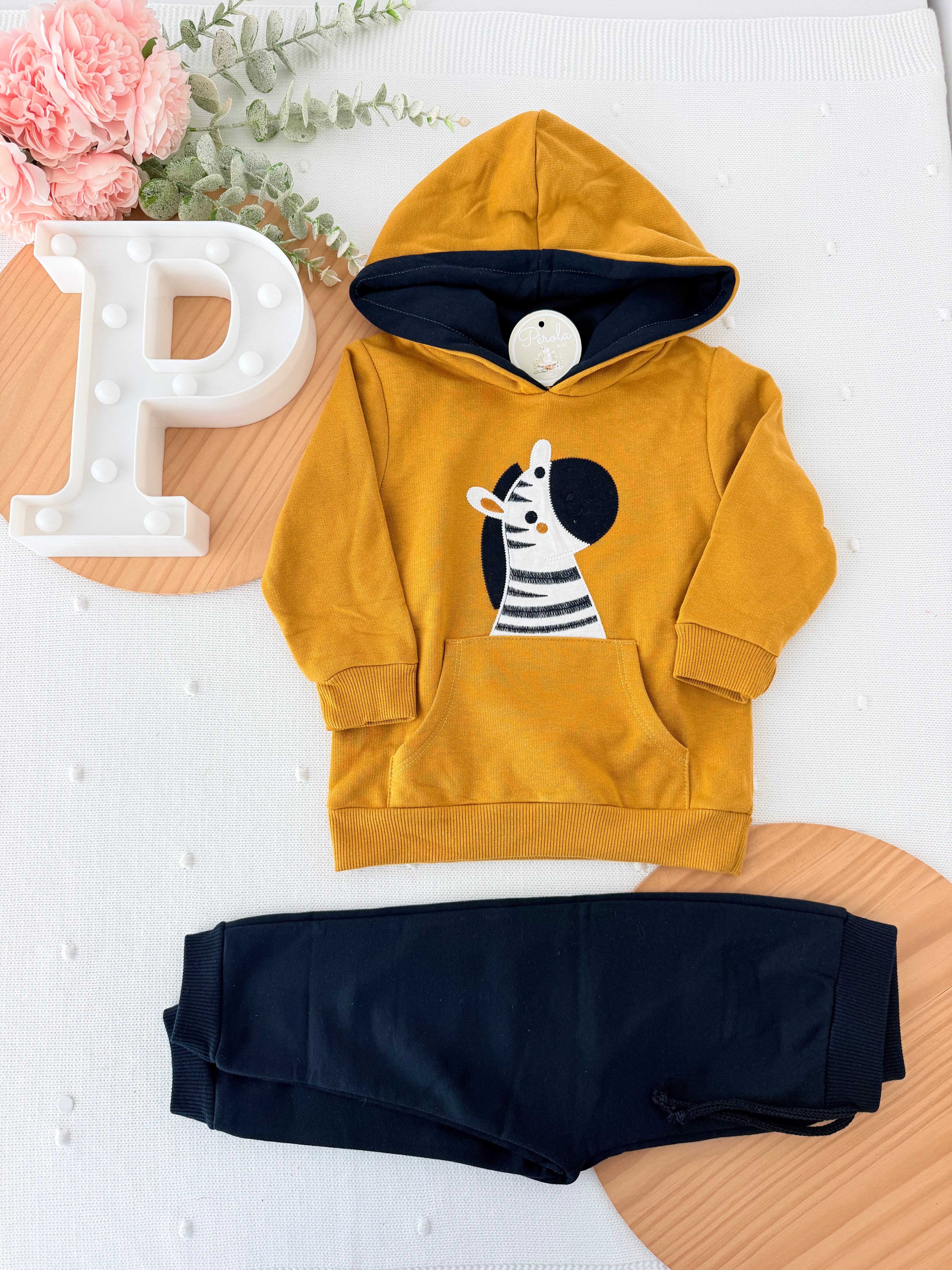 Fato de treino zebra: camisola com capuz e calças