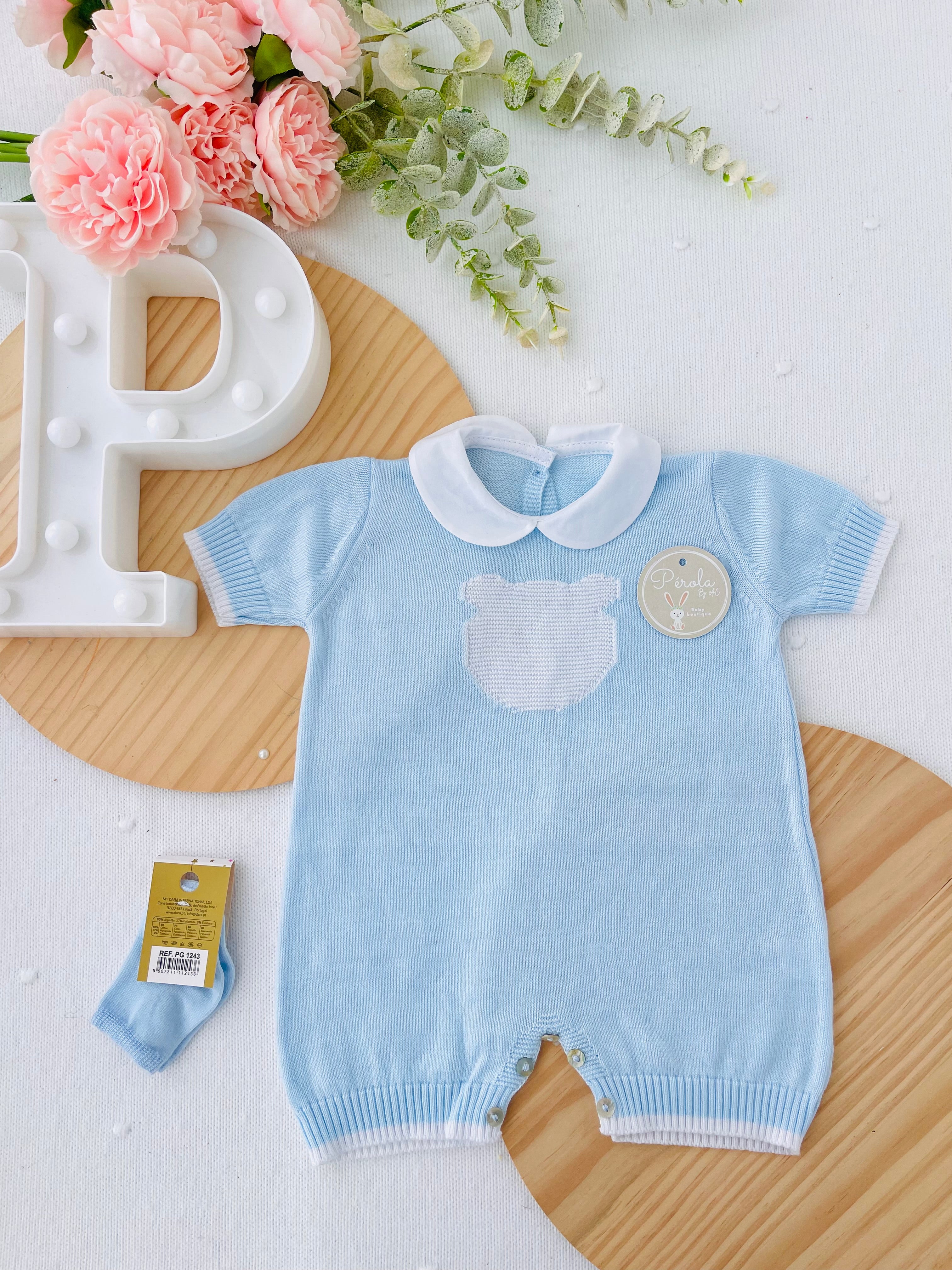 Macacão ursinho malha de algodão