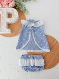 Conjunto riscas azul menina