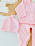 Conjunto malha torcidos: camisola, calças e gorro