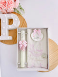 Conjunto para Batizado: vela, toalha e concha Batizado Pomba