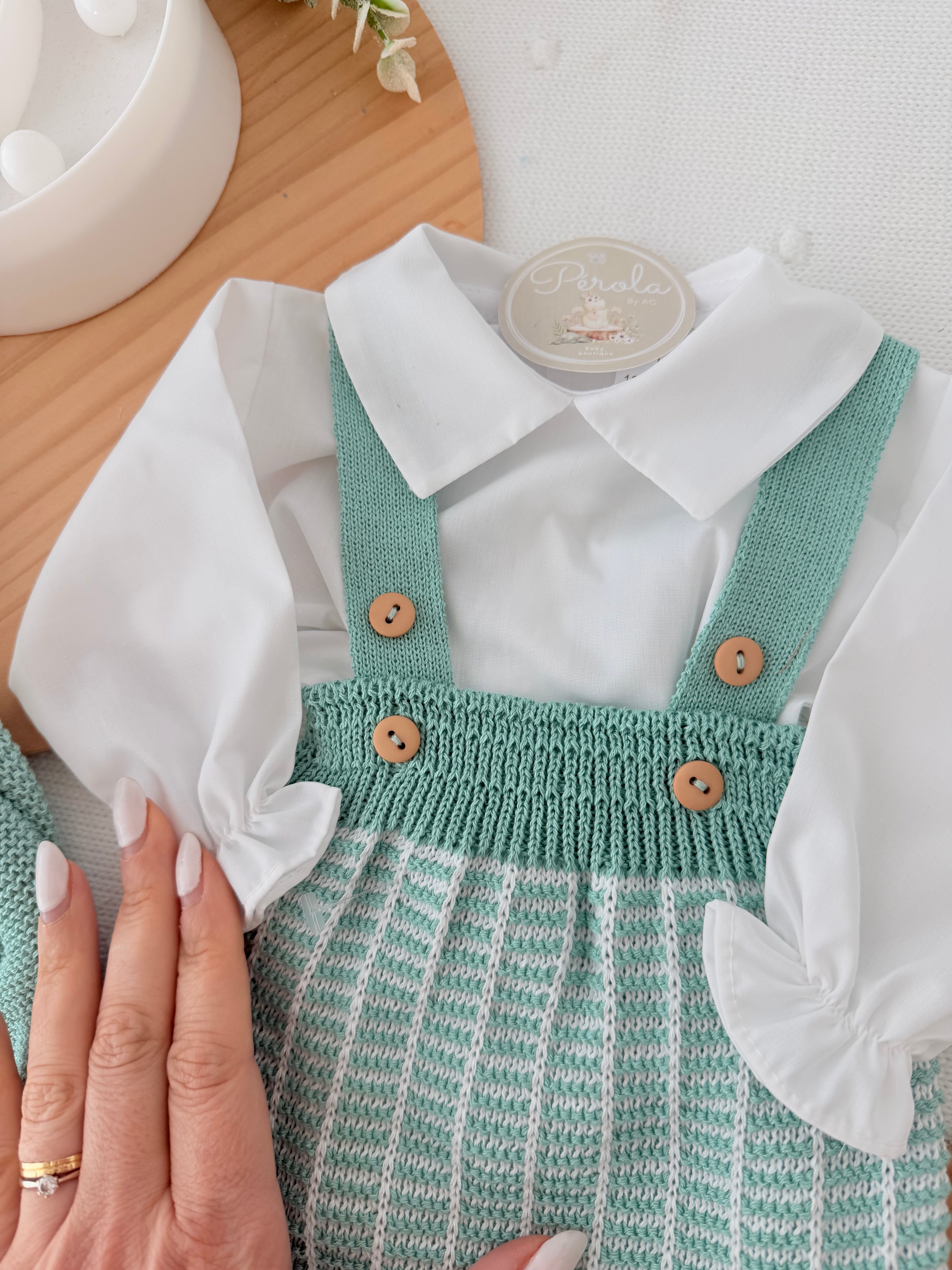 Conjunto doce verde : Fofo, camisa  e gorro