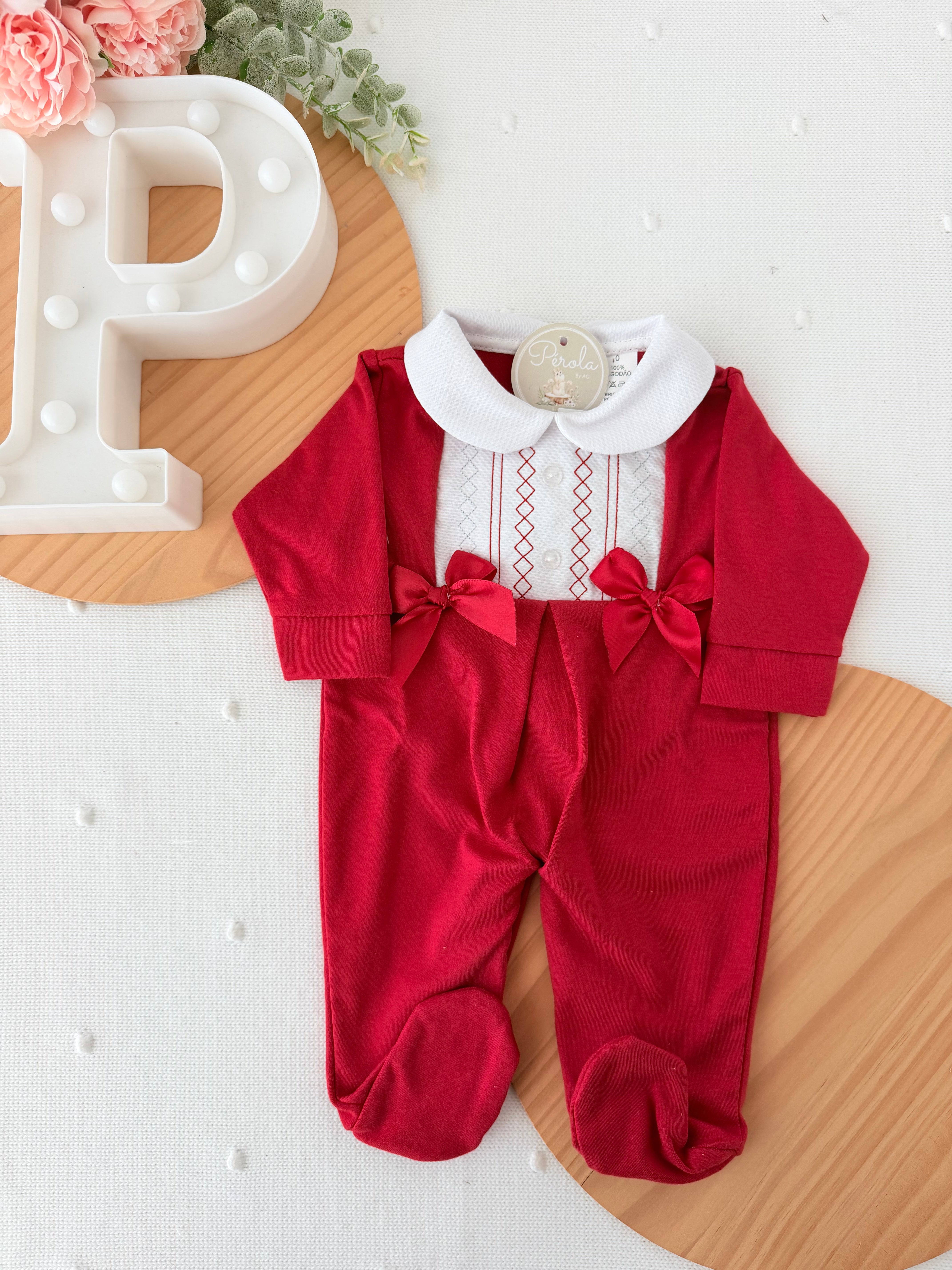 Babygrow algodão laços