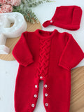 Babygrow e touca vermelho- saída de maternidade