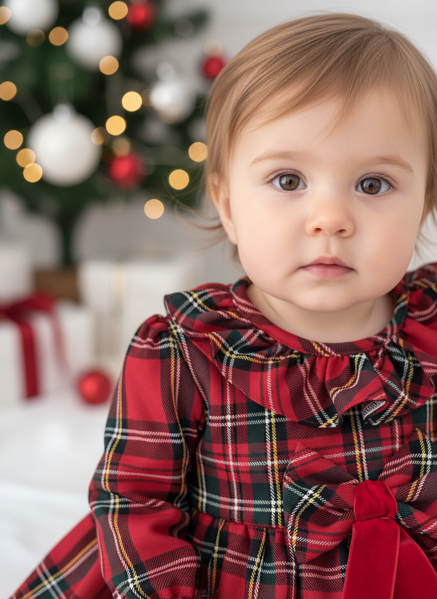 Conjunto Menina Tartan Vermelho - Vestido e Bóina