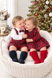 Conjunto xadrez vermelho  menino 6-12-18M