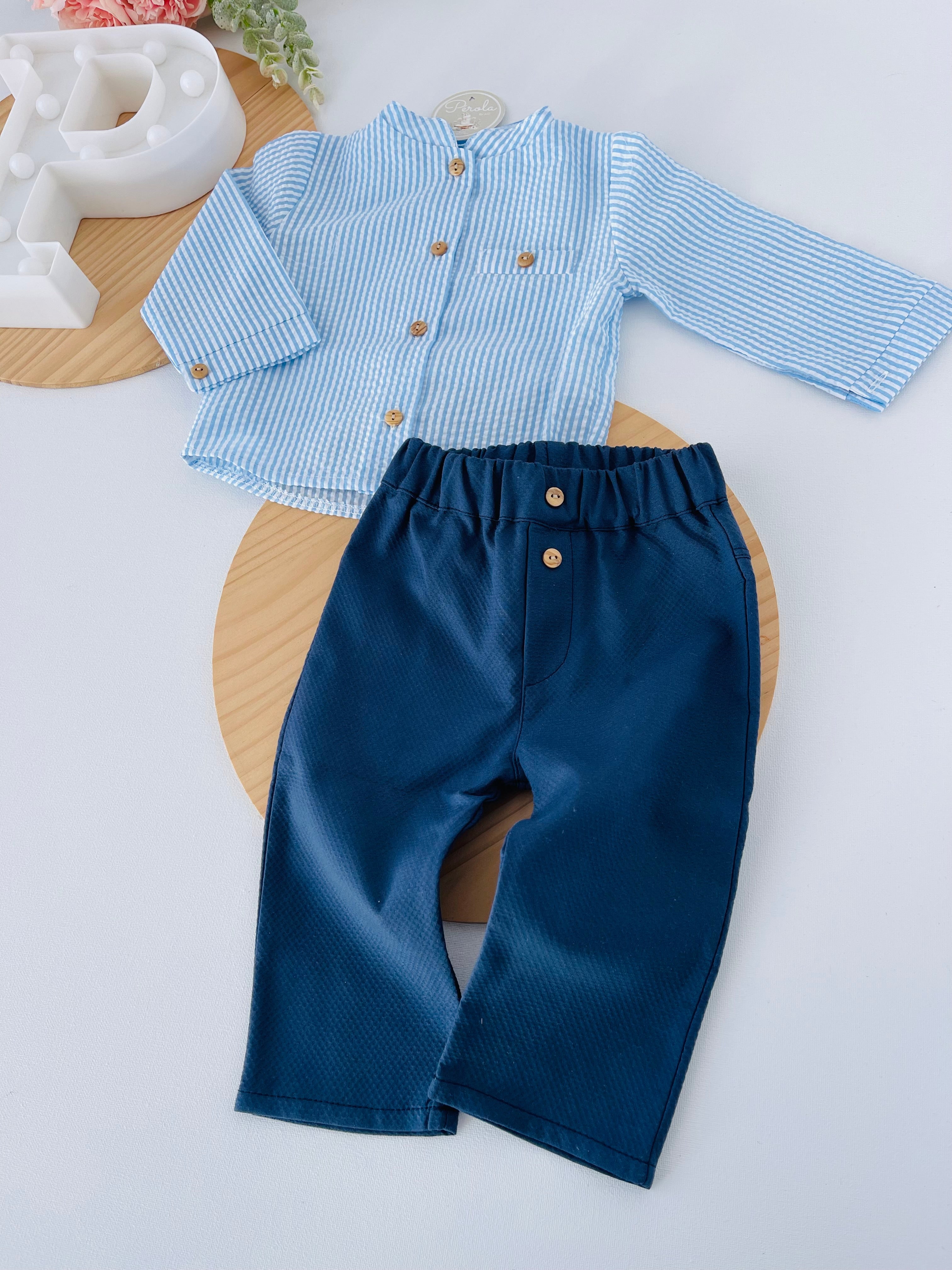 Conjunto menino risquinhas: camisa e calças