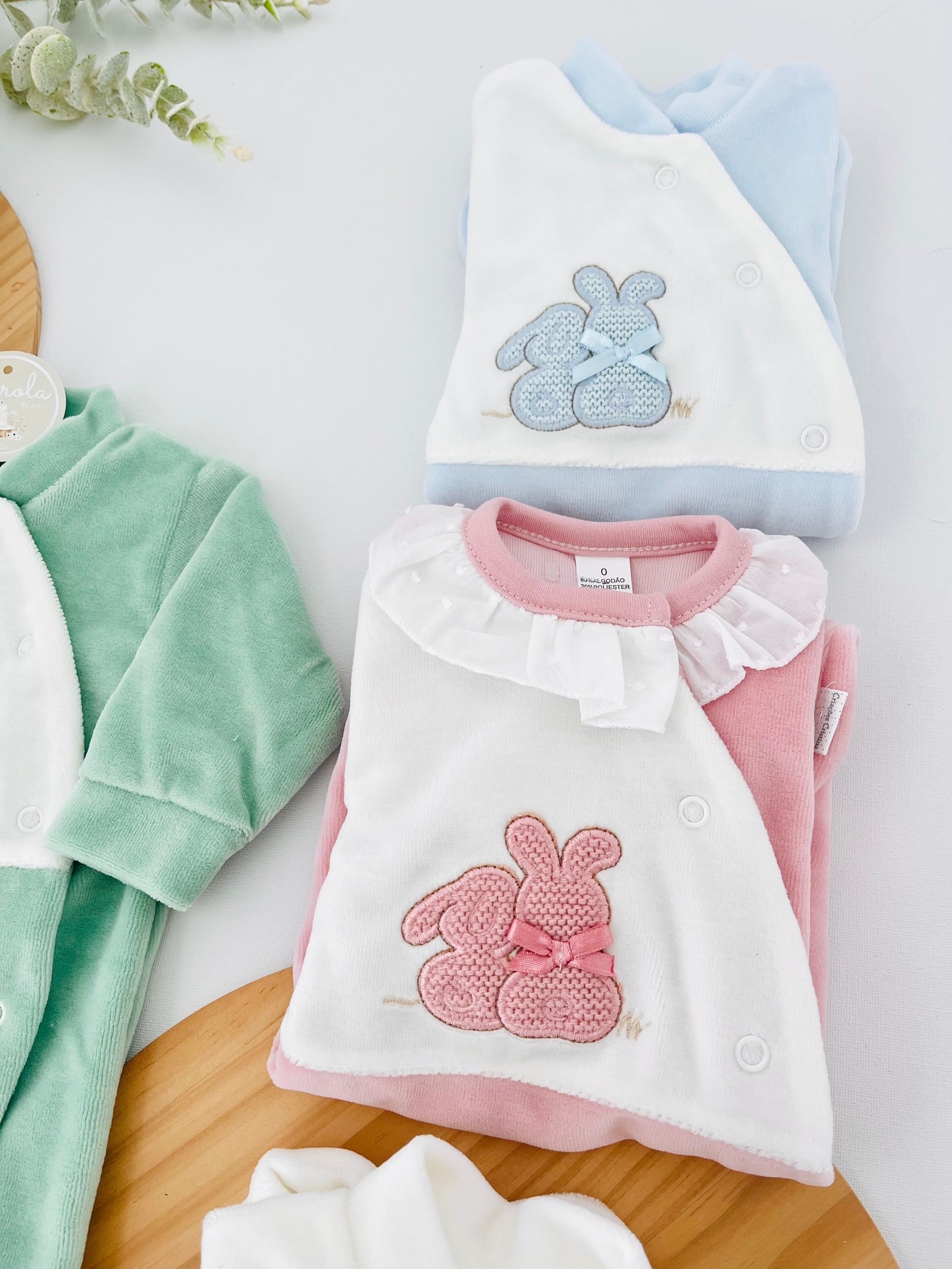 Babygrow tema coelhinhos em malha
