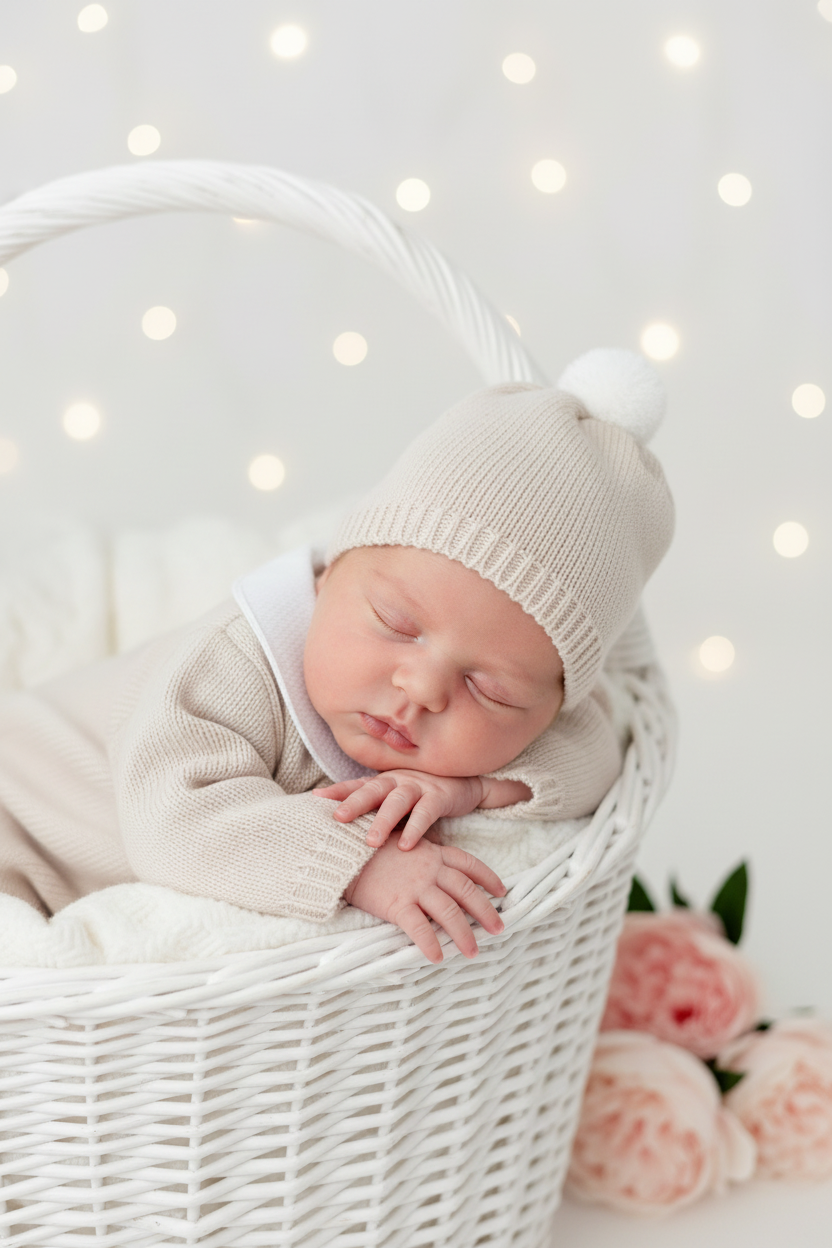 Babygrow e gorro em malha