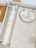 Conjunto para Batizado: vela, toalha e concha Batizado Pomba
