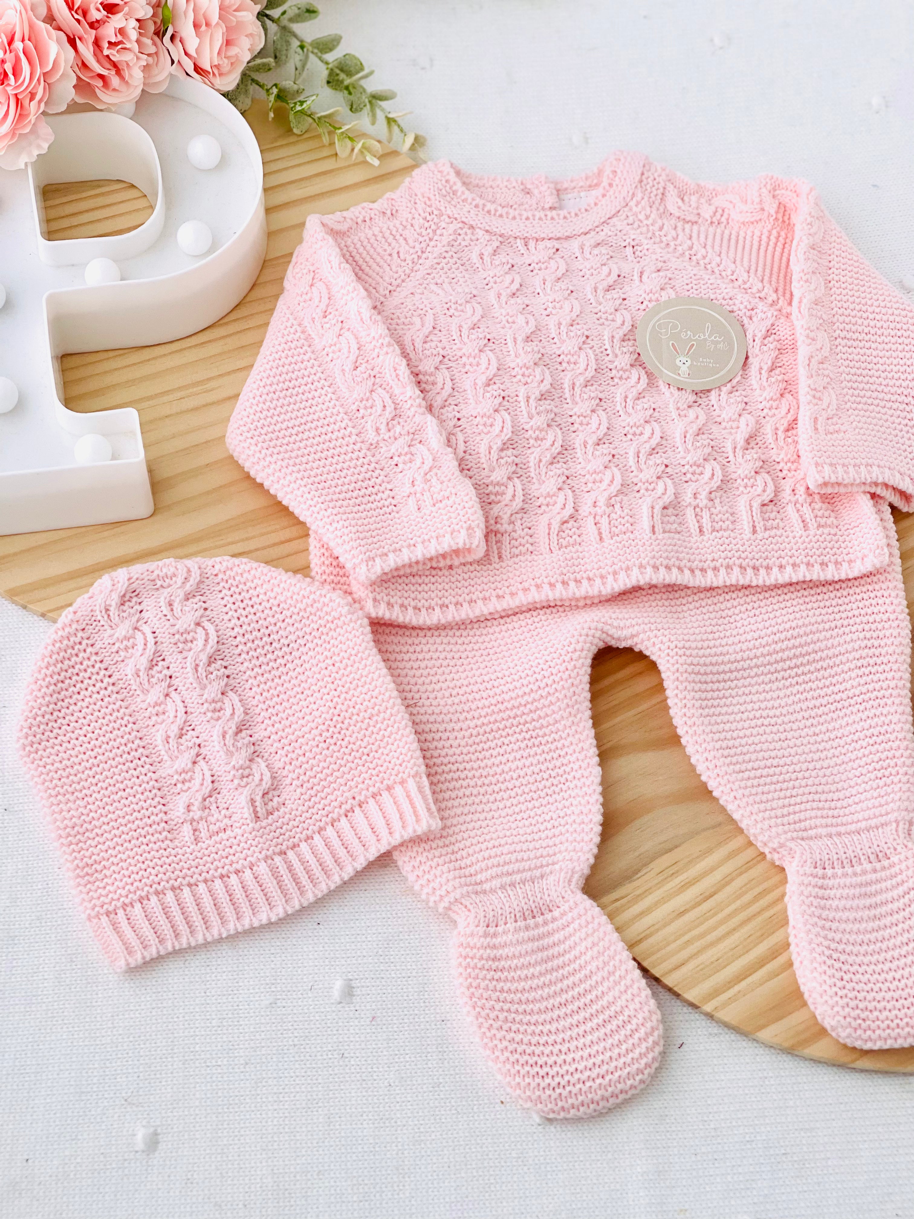 Conjunto malha : camisola, calças e gorro Outono/Inverno