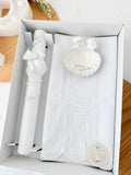 Conjunto para Batizado: vela, toalha e concha Batizado Pomba
