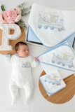 Conjunto enxoval menino- tema comboio 4 peças