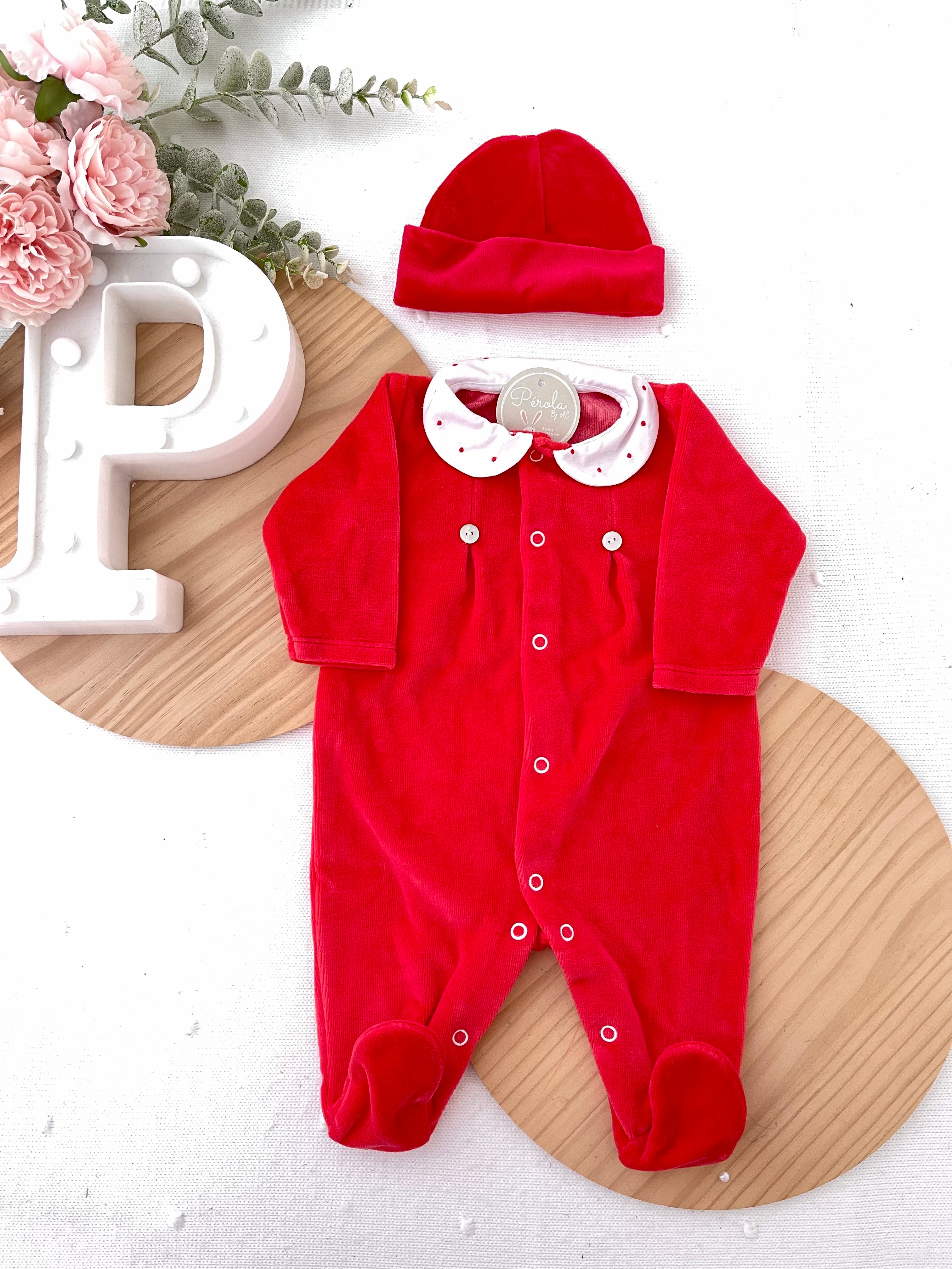 Babygrow veludo vermelho