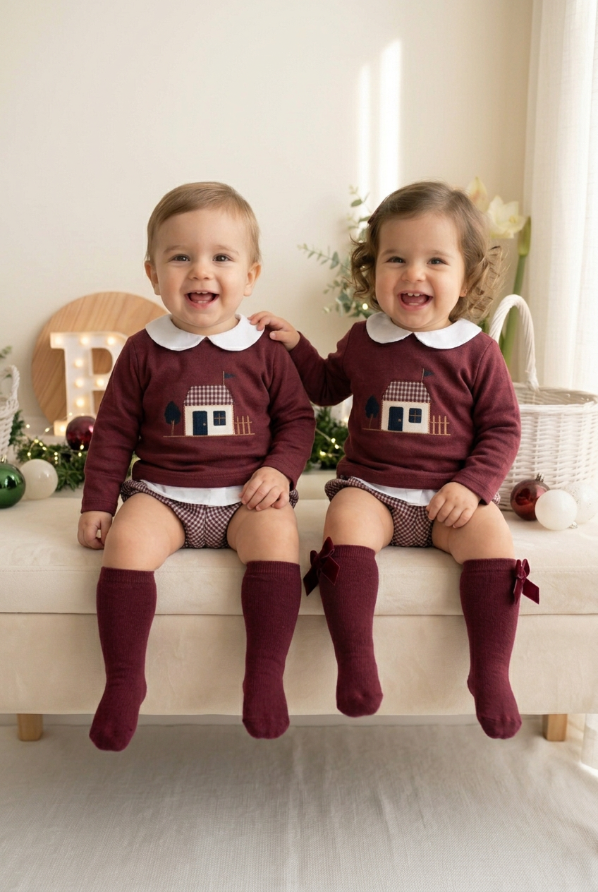 Conjunto casinha unissexo: camisola e calções