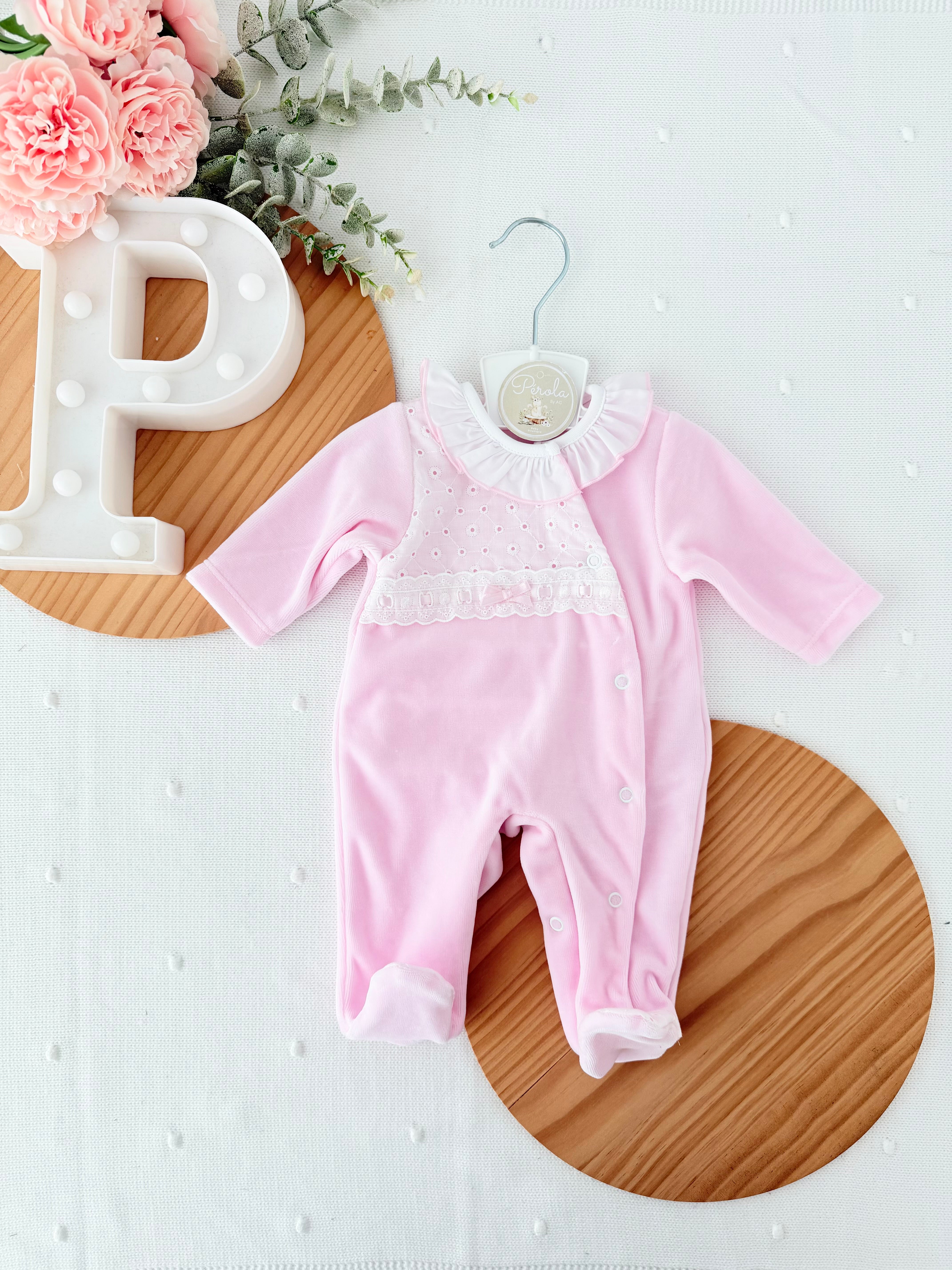 Babygrow veludo renda