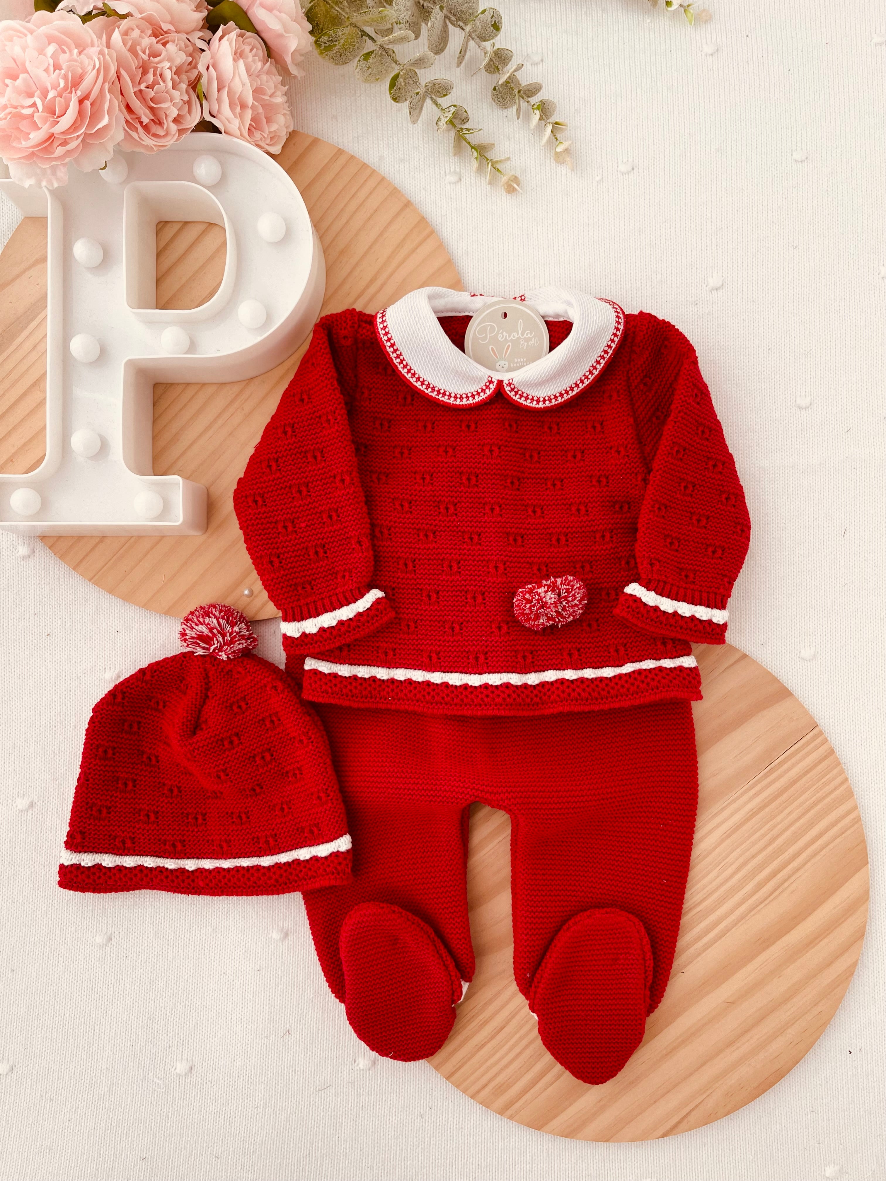 Conjunto pompom Outono/Inverno : camisola, calças e gorro