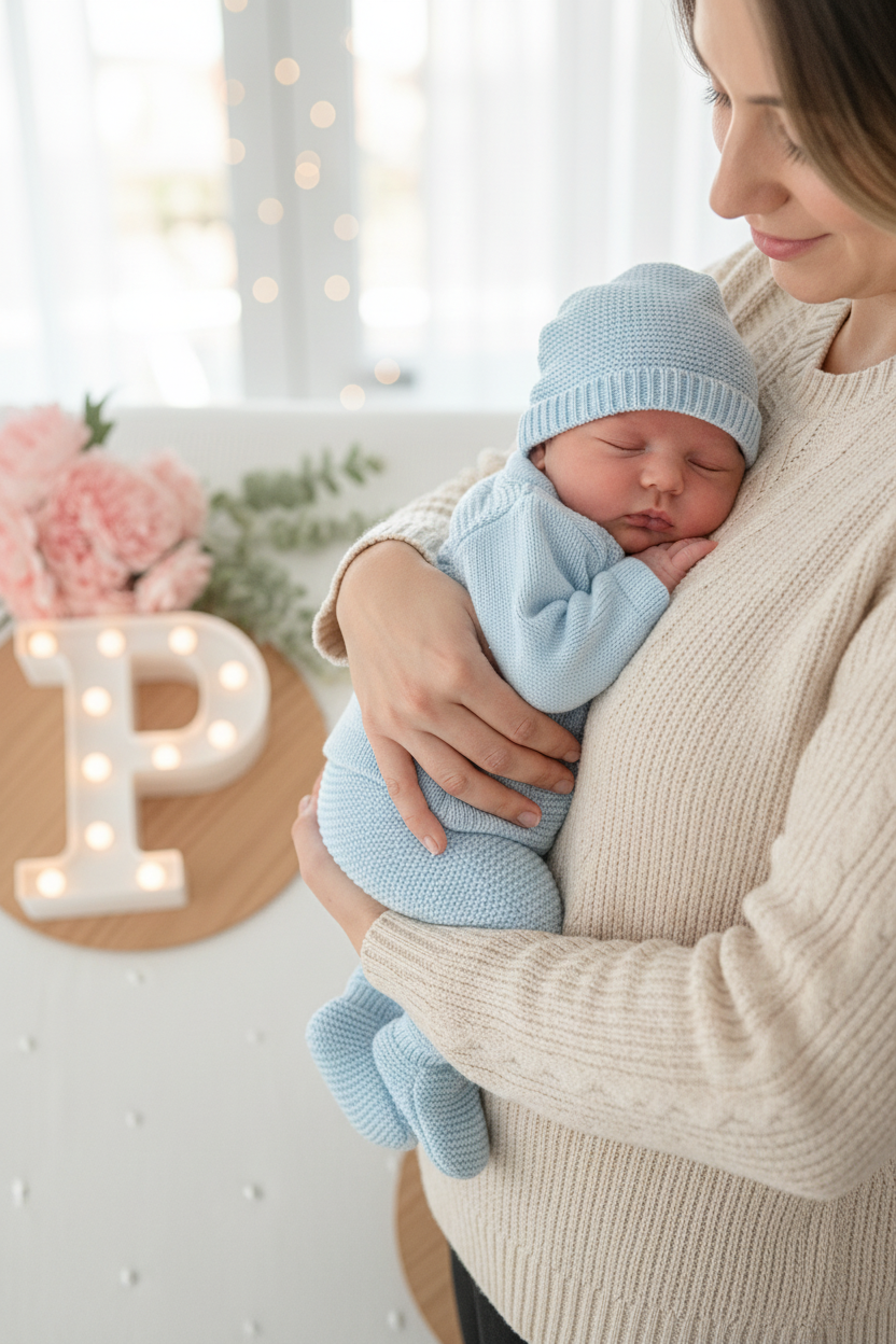 Conjunto tricot sonho : calças, camisola e gorro