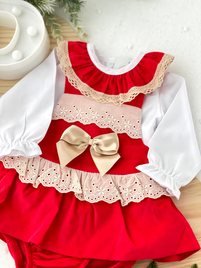 Conjunto Maria: fofo e blusa bombazina vermelho
