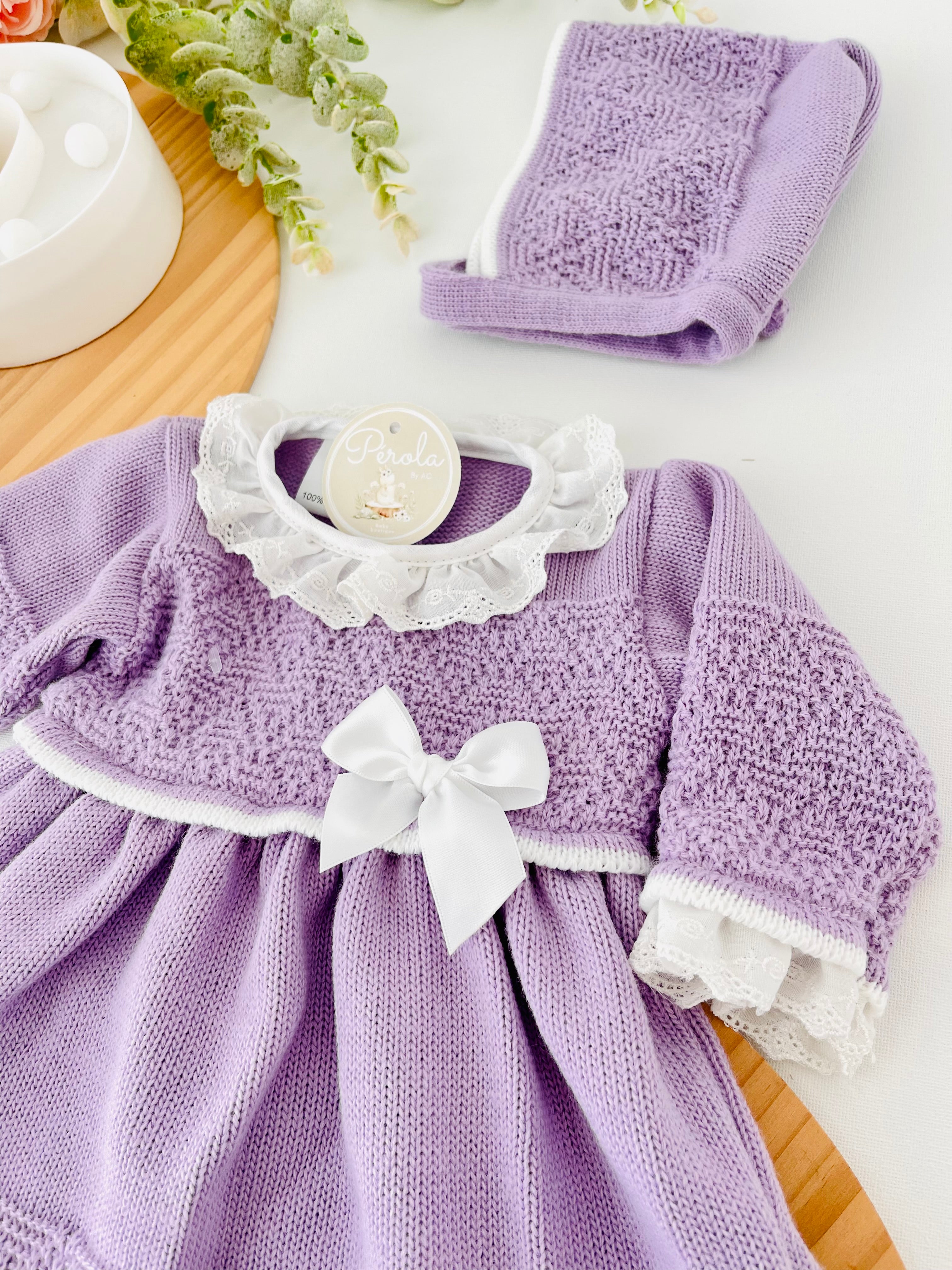 Vestido e touca Lilás  -Outono Inverno