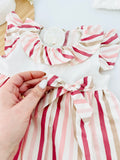 Vestido riscas em pérola