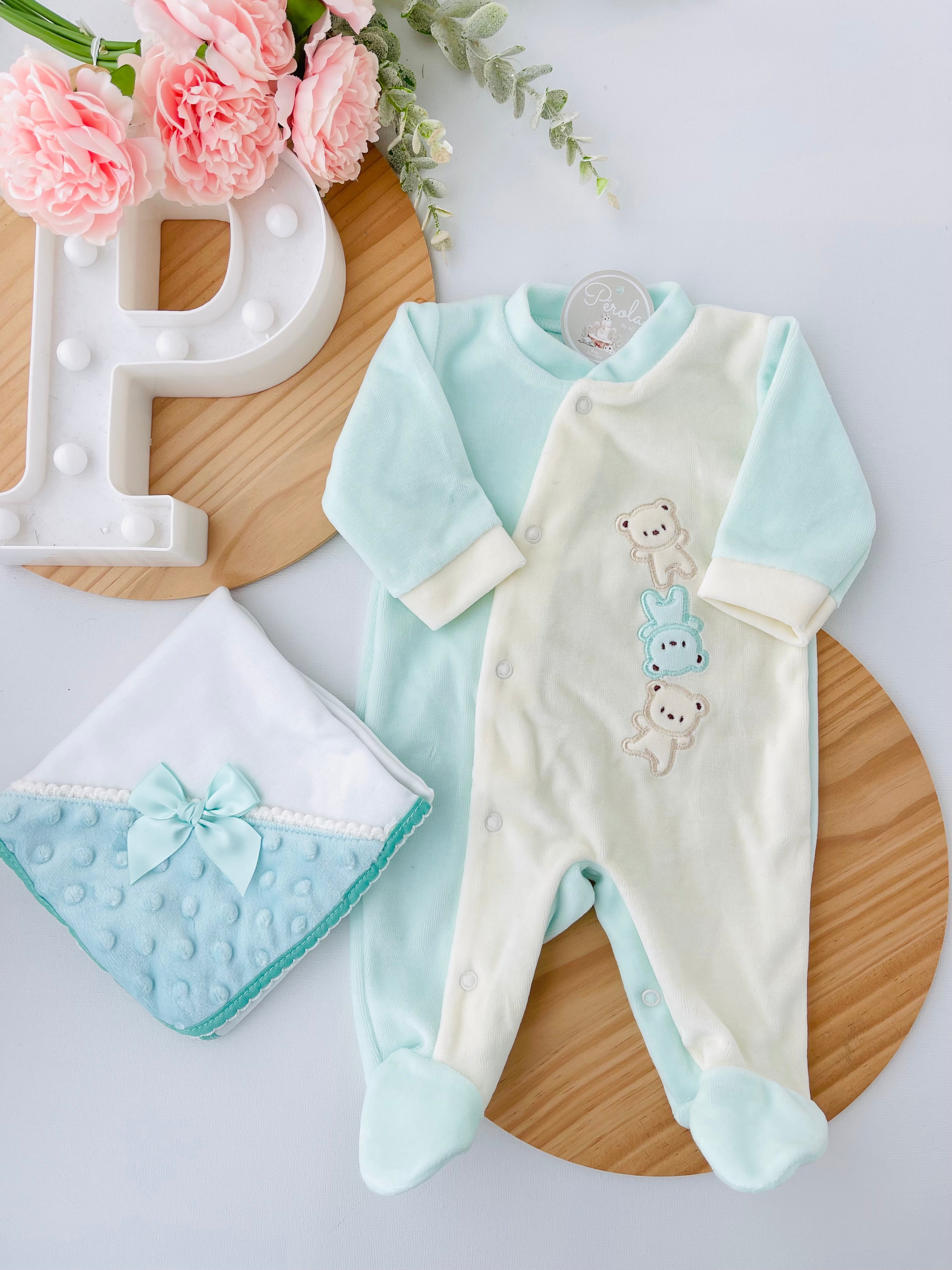 Babygrow veludo amarelo ou verde água