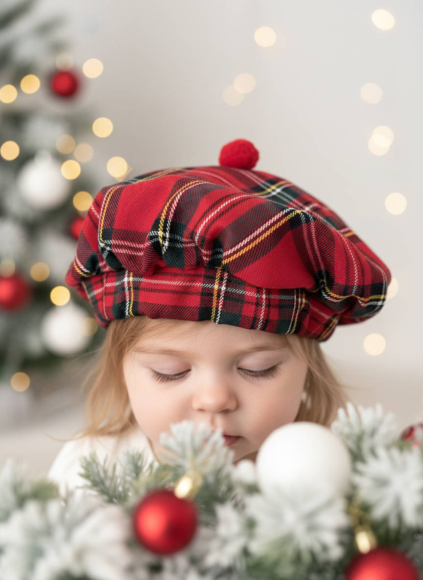 Conjunto Menina Tartan Vermelho - Vestido e Bóina