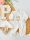 Babygrow veludo com ursinho em malha