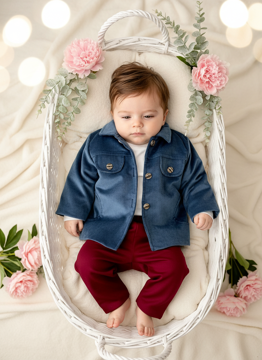 Conjunto menino 3 peças: casaco, calças e camisola