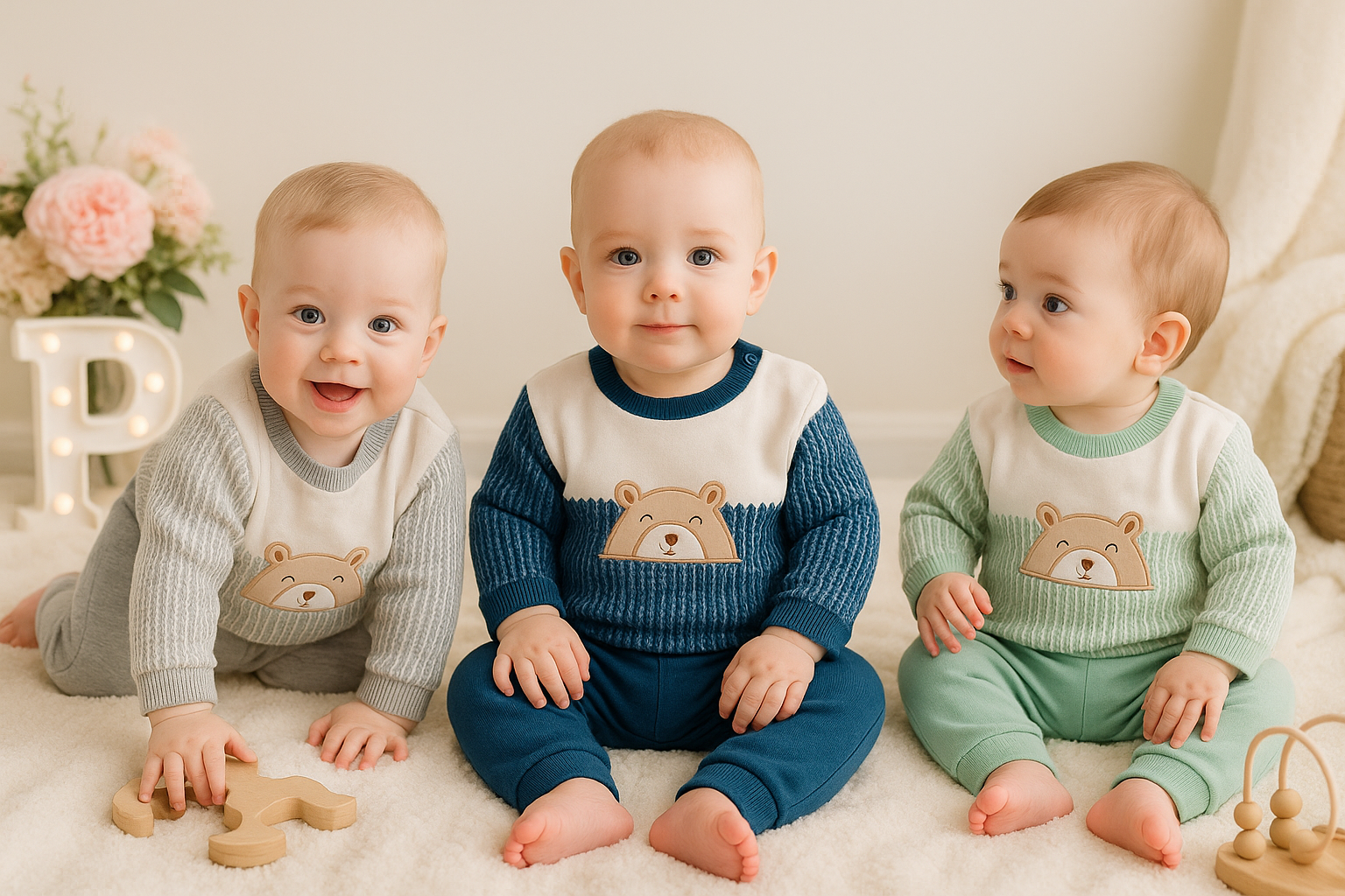 Fato de treino ursinho com efeito camisa- com carda (3-18m)