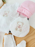 Pack interiores ursinho: body, calças, gorro, luvas e babete