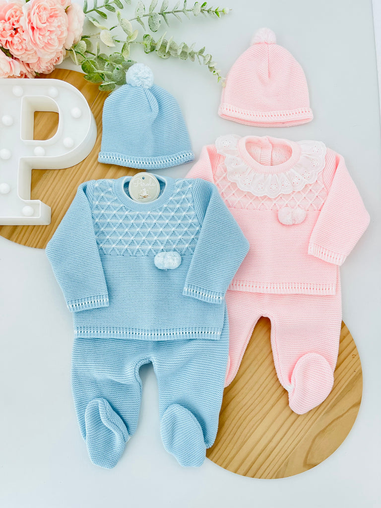Conjunto malha Azul ou Rosa Outono/Inverno