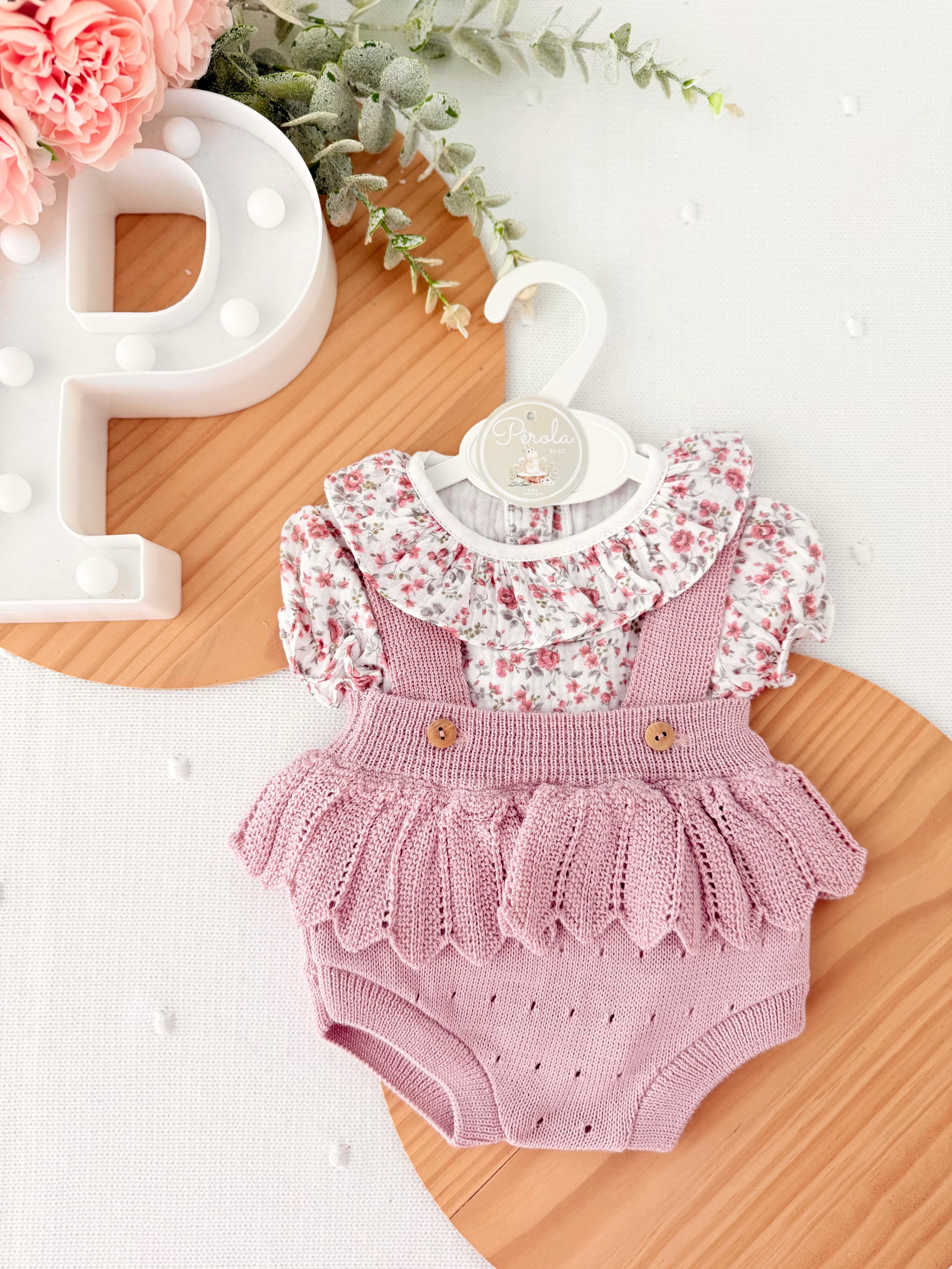 Fofo e blusa tema flores 3-12M