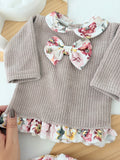Conjunto castanho: camisola e saia/tapa fraldas