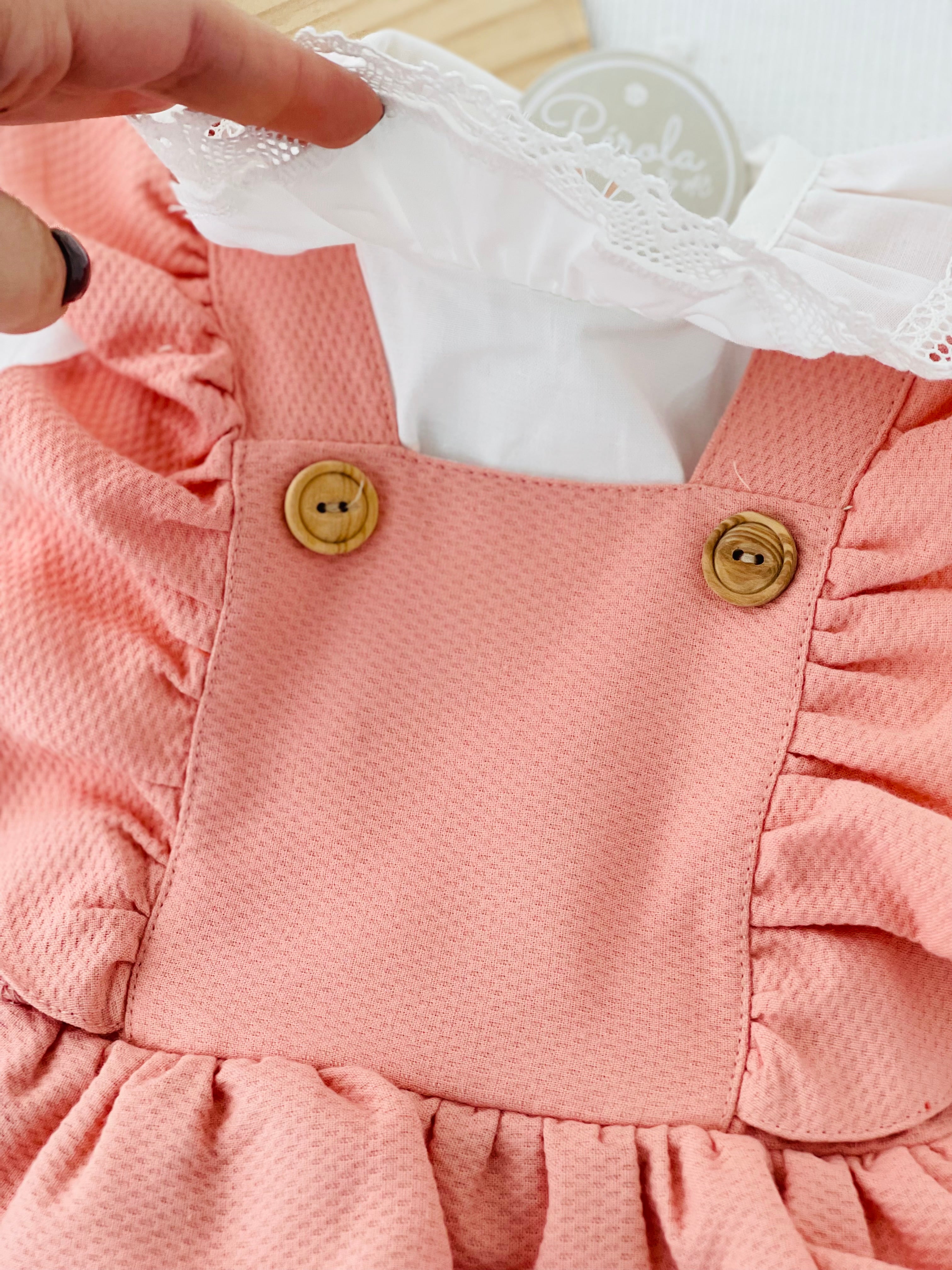 Conjunto folhinhos salmão : blusa manga comprida e fofo